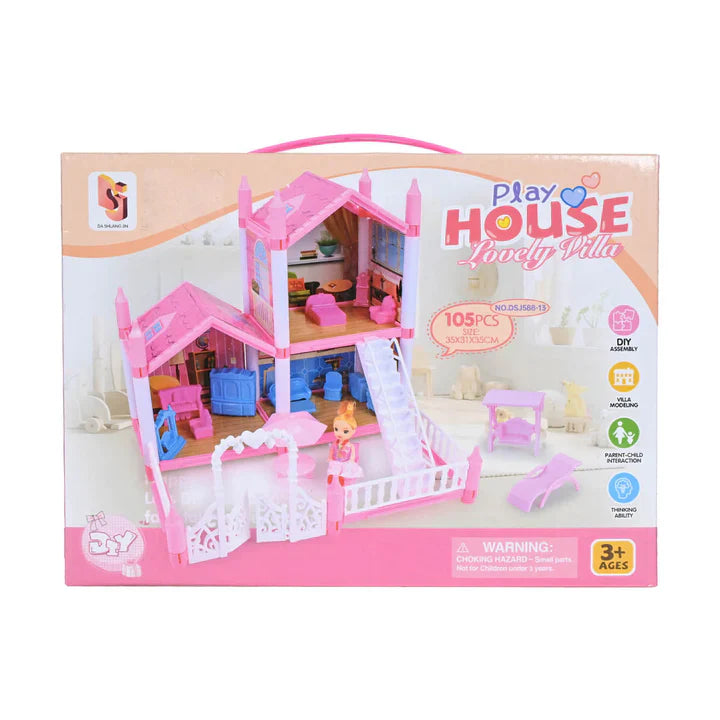 Lovely Villa Doll Play House 86 Pcs