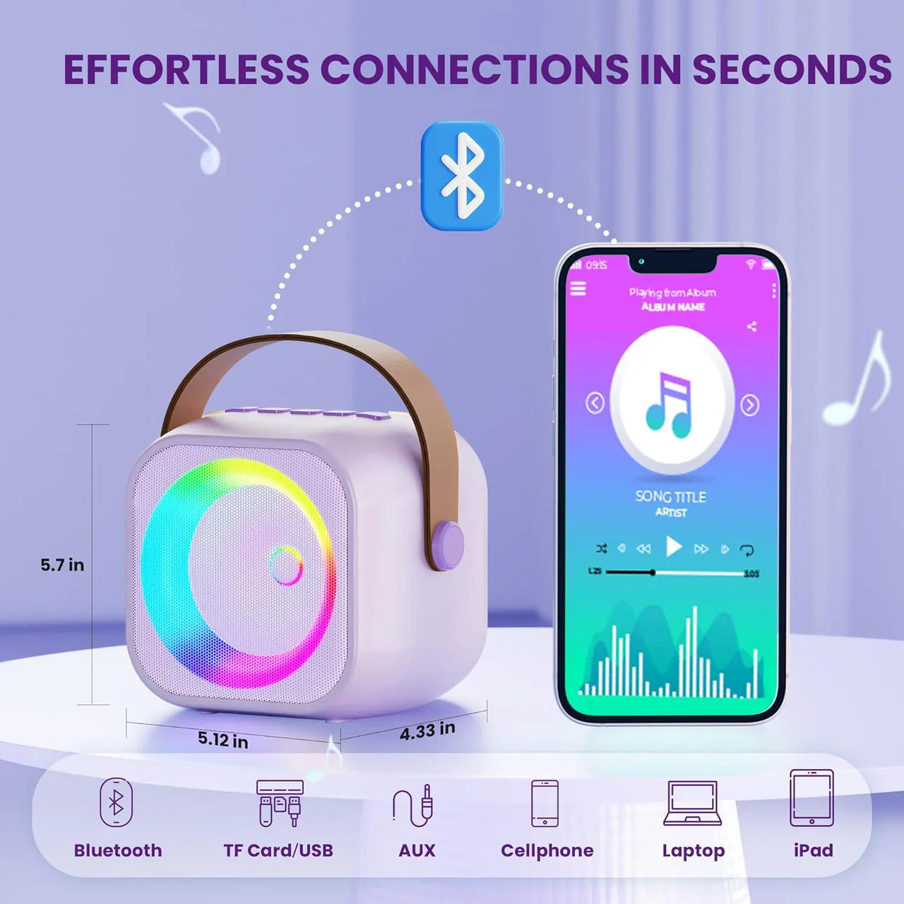 Kids Bluetooth Speaker System with 1 Wireless Mic