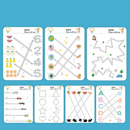 64 Pages Premium Reusable Tracing Book + 2 Markers & Eraser