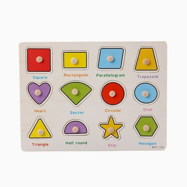Wooden Puzzle Shapes Board With Names - Kiddie Land