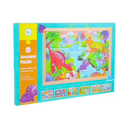 2 in 1 Sketchpad & Puzzle Wooden Board 1877 - Kiddie Land