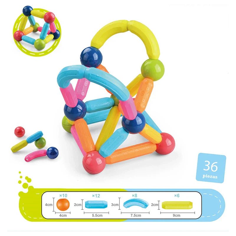 36 Pieces DIY 3D Model Magnetic Stick and Ball Construction Set - Kiddie Land