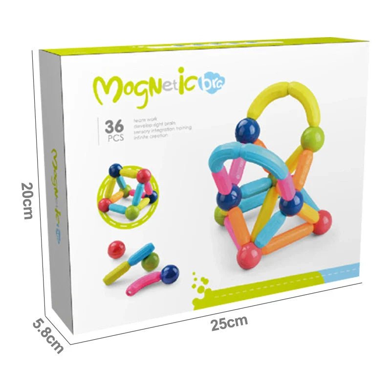 36 Pieces DIY 3D Model Magnetic Stick and Ball Construction Set - Kiddie Land