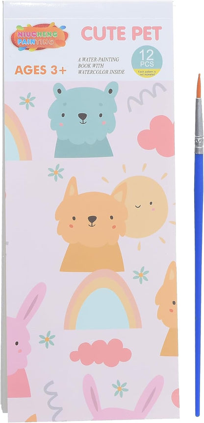 Water Painting Book 12 Pages with Paint Brush