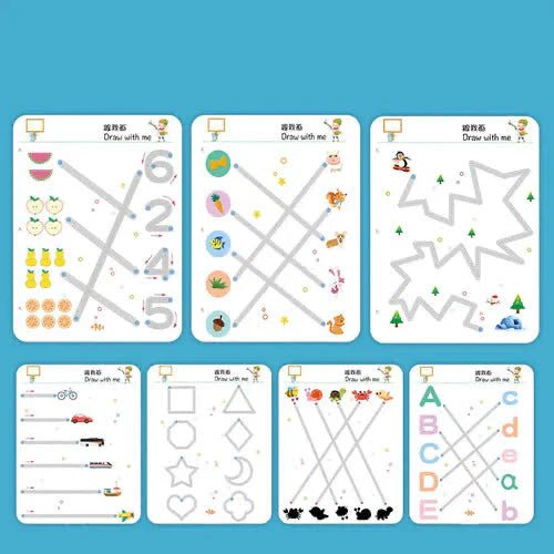 64 Pages Premium Reusable Tracing Book + 2 Markers & Eraser - Kiddie Land