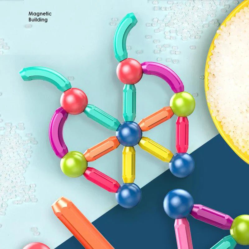64 Pieces DIY 3D Model Magnetic Stick and Ball Construction Set - Kiddie Land