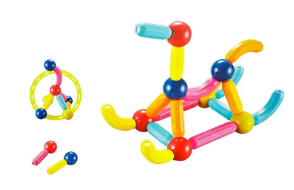 64 Pieces DIY 3D Model Magnetic Stick and Ball Construction Set - Kiddie Land