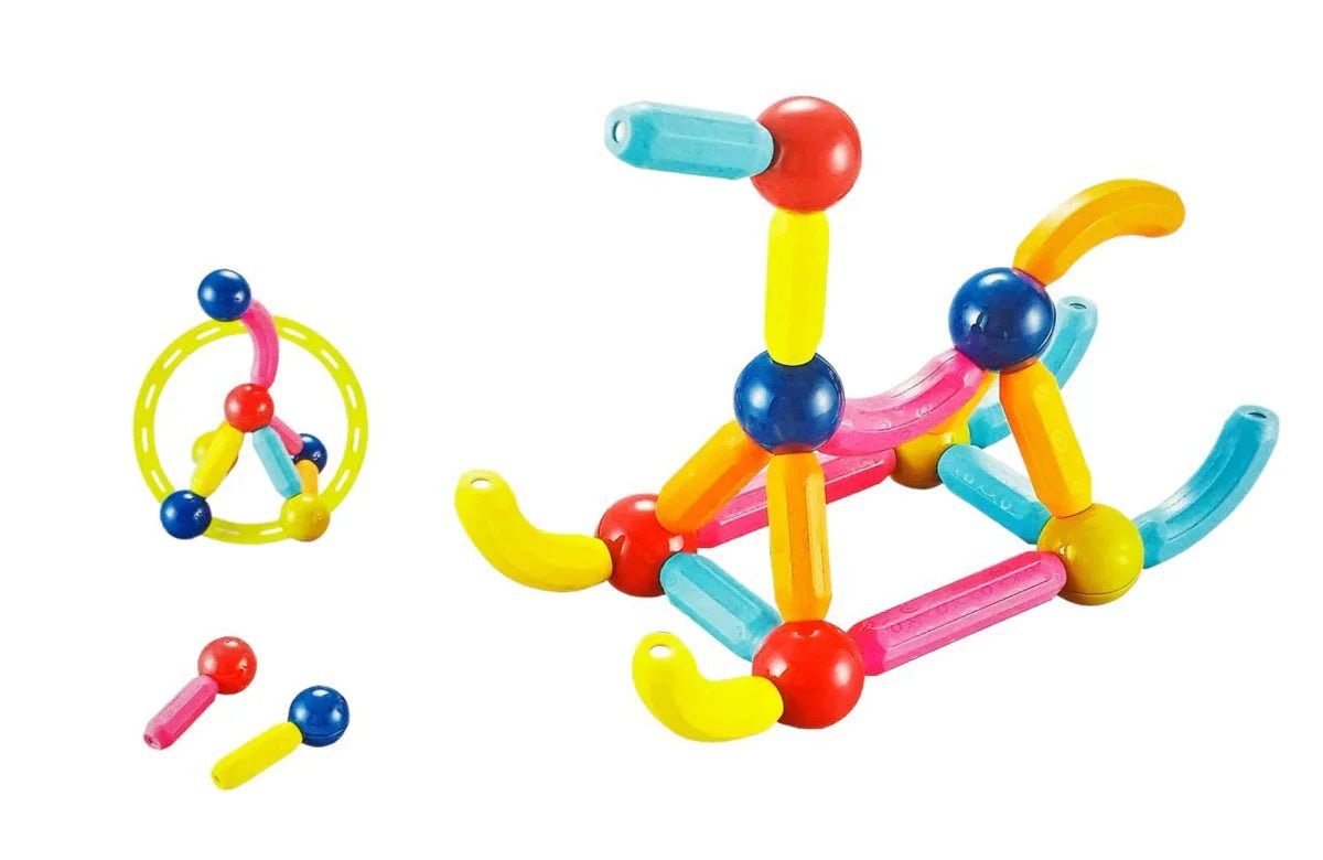 64 Pieces DIY 3D Model Magnetic Stick and Ball Construction Set - Kiddie Land