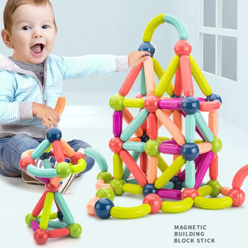 64 Pieces DIY 3D Model Magnetic Stick and Ball Construction Set - Kiddie Land