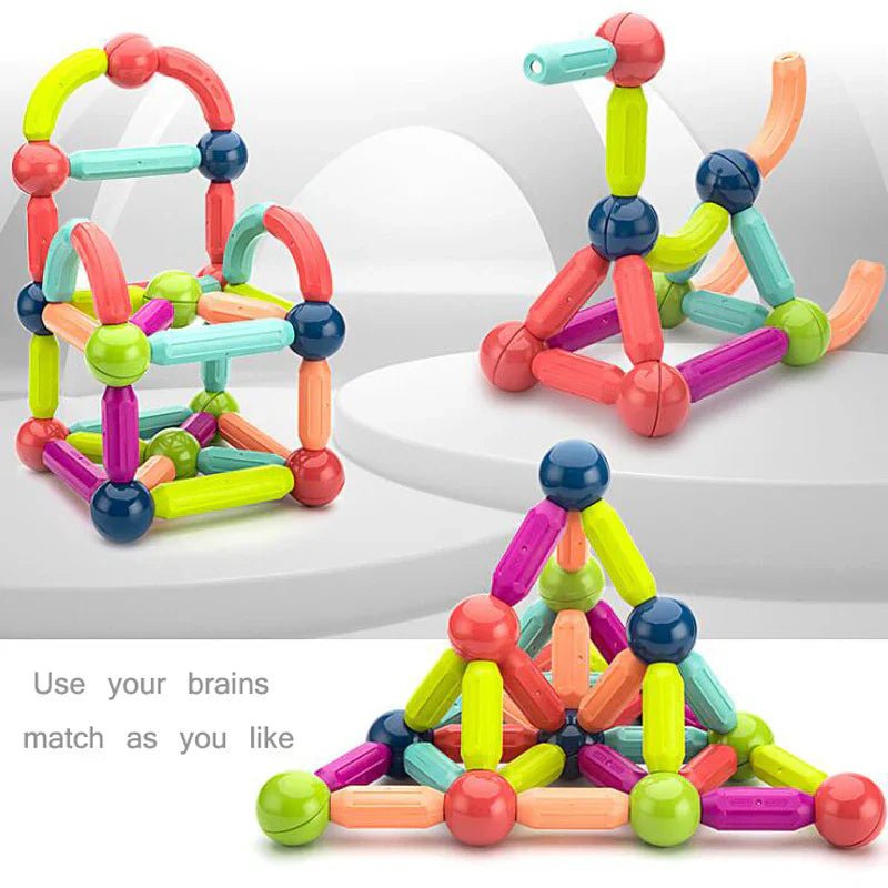 64 Pieces DIY 3D Model Magnetic Stick and Ball Construction Set - Kiddie Land