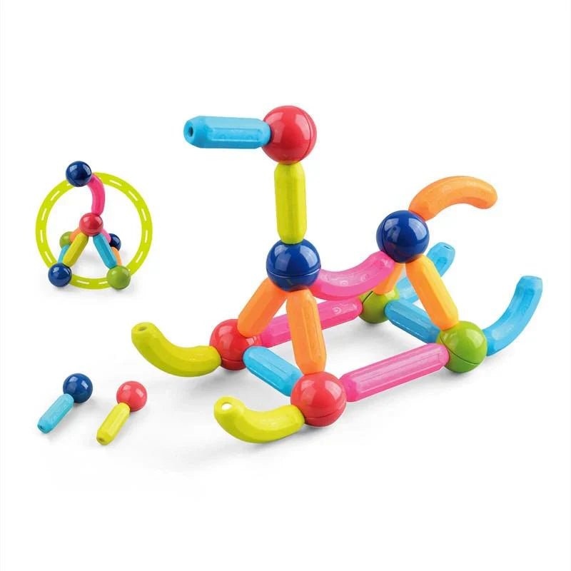 64 Pieces DIY 3D Model Magnetic Stick and Ball Construction Set - Kiddie Land