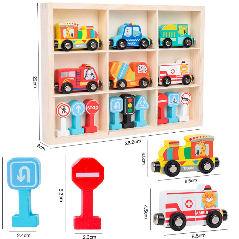 Traffic Magnetic Teaching Vehicle Wooden Train