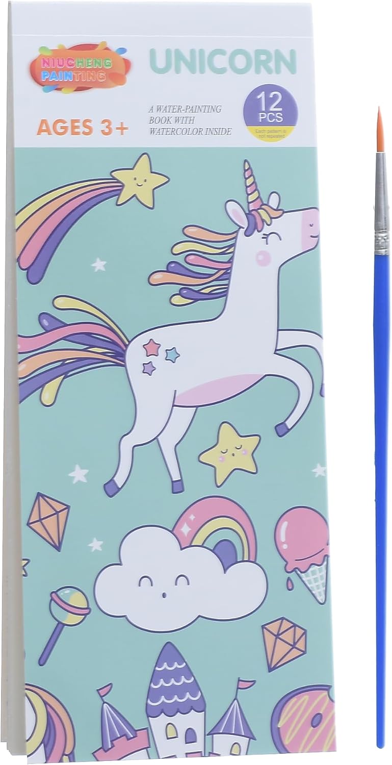 Water Painting Book 12 Pages with Paint Brush