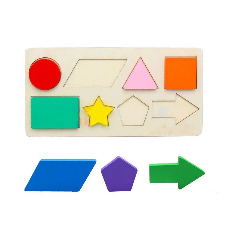 8 Pcs Geometry Shapes Puzzle Board - Kiddie Land
