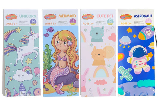 Water Painting Book 12 Pages with Paint Brush