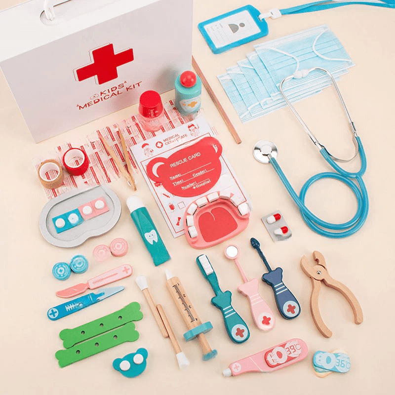 Children's Medical Kit Wooden - Kiddie Land