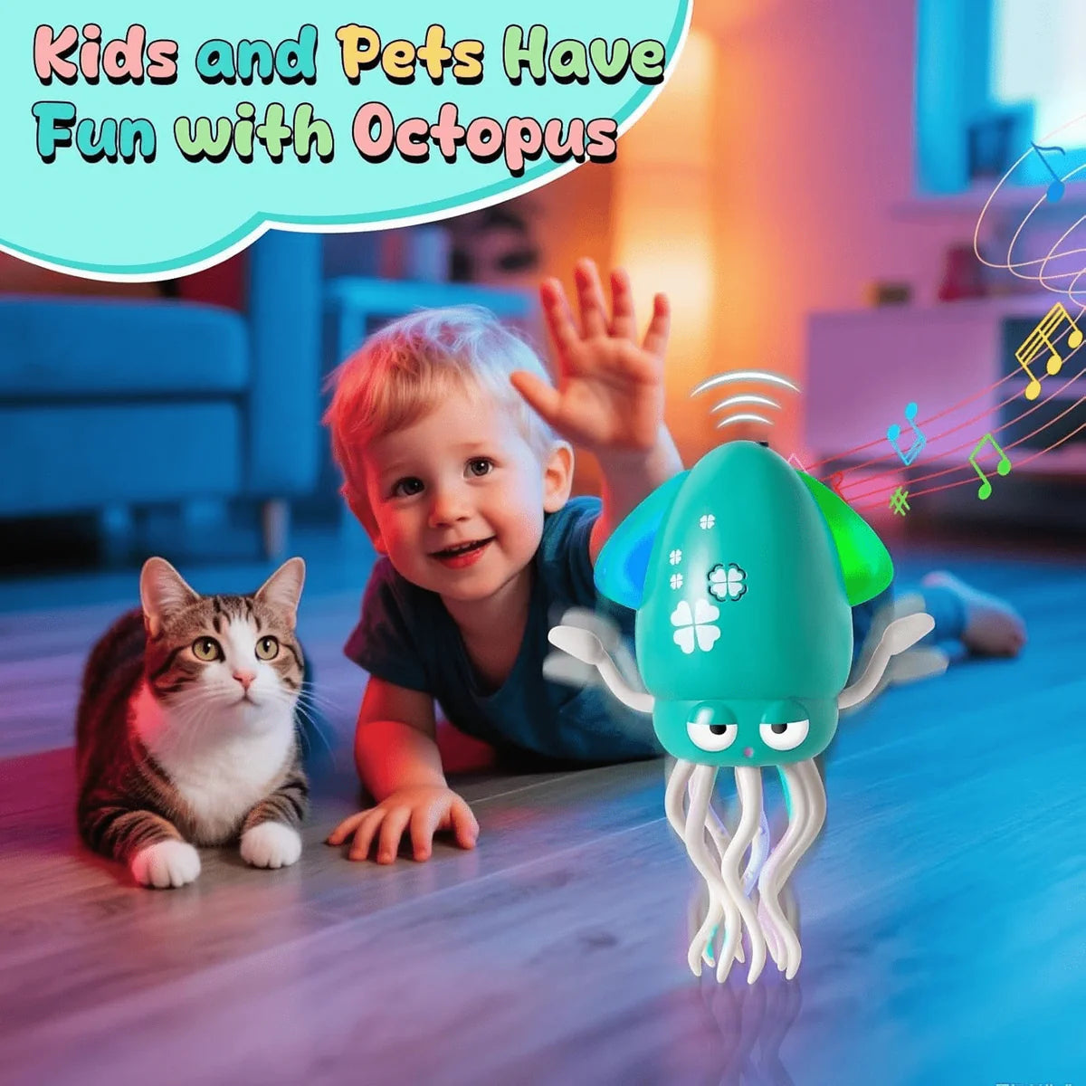 Electric Crawling Octopus Toy With Lights & Music