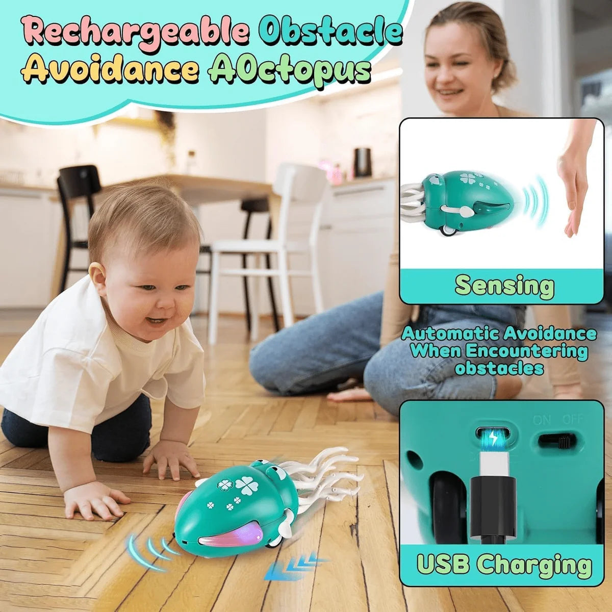 Electric Crawling Octopus Toy With Lights & Music