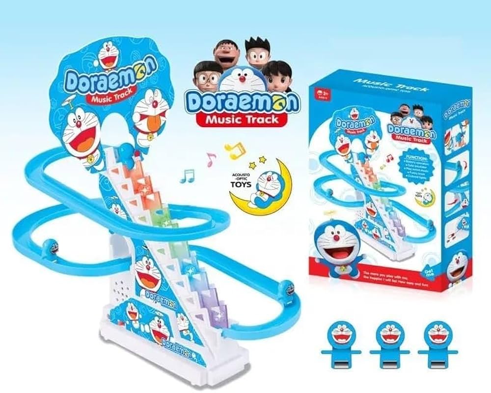 Electric Doraemon Slide Racing Track Set With Lights & Music - Kiddie Land