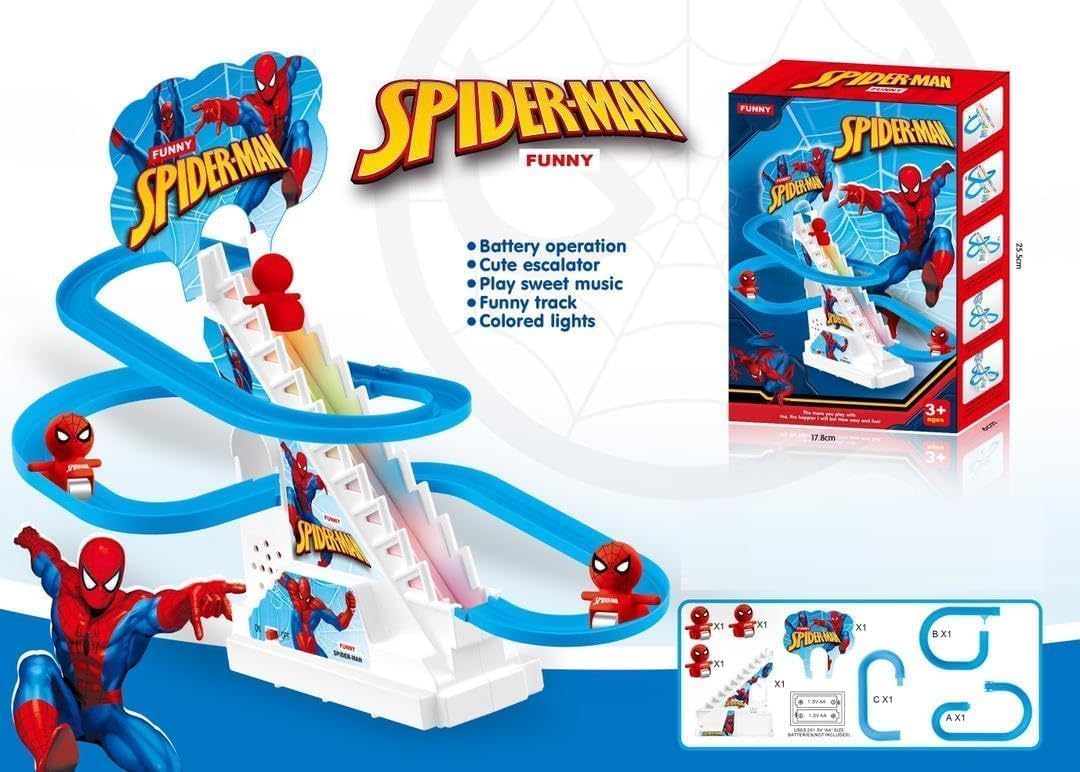 Electric Spider - man Slide Racing Track Set With Lights & Music - Kiddie Land