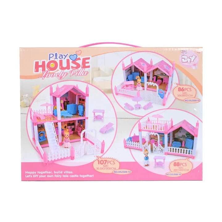 Lovely Villa Doll Play House 86 Pcs - Kiddie Land