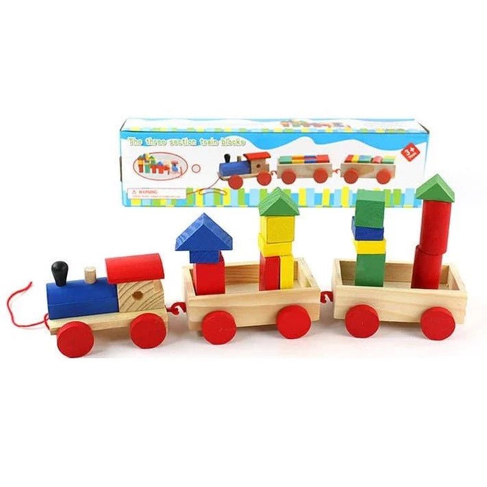 The Three Section Train Blocks Wooden Toy - Kiddie Land