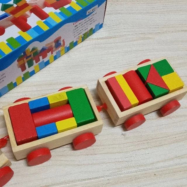 The Three Section Train Blocks Wooden Toy - Kiddie Land