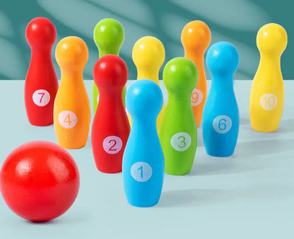 Wooden Bowling Spill Game for Kids