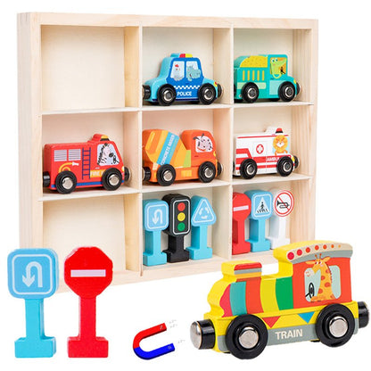Traffic Magnetic Teaching Vehicle Wooden Train - Kiddie Land