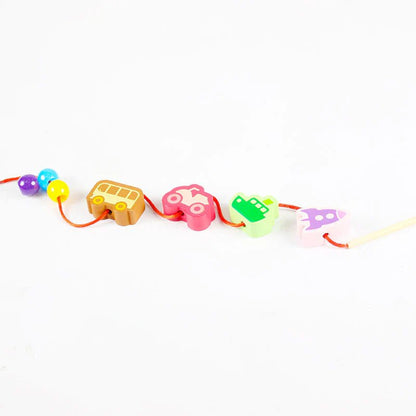 Vehicles Wooden Threading & Lacing Game 1884 - Kiddie Land