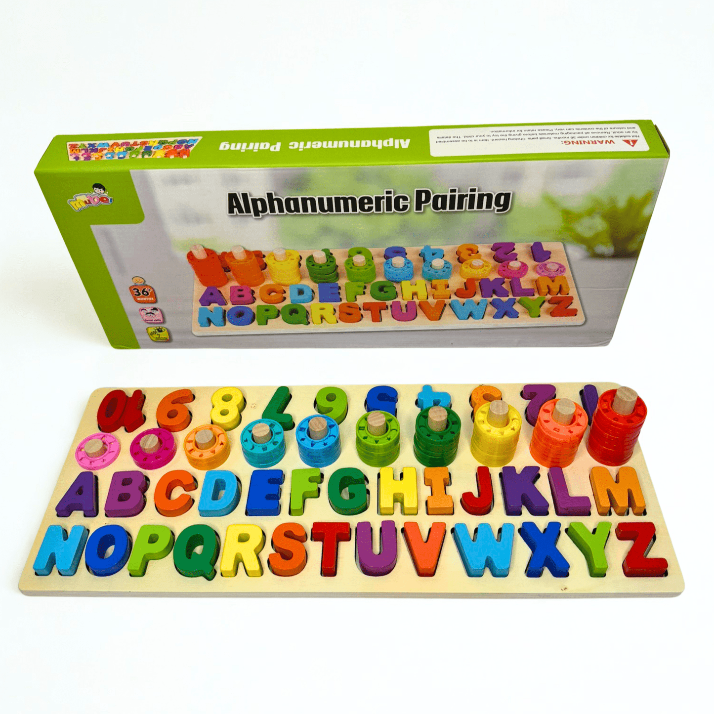 Wooden 3 in 1 Alphanumeric Pairing Toy - Kiddie Land
