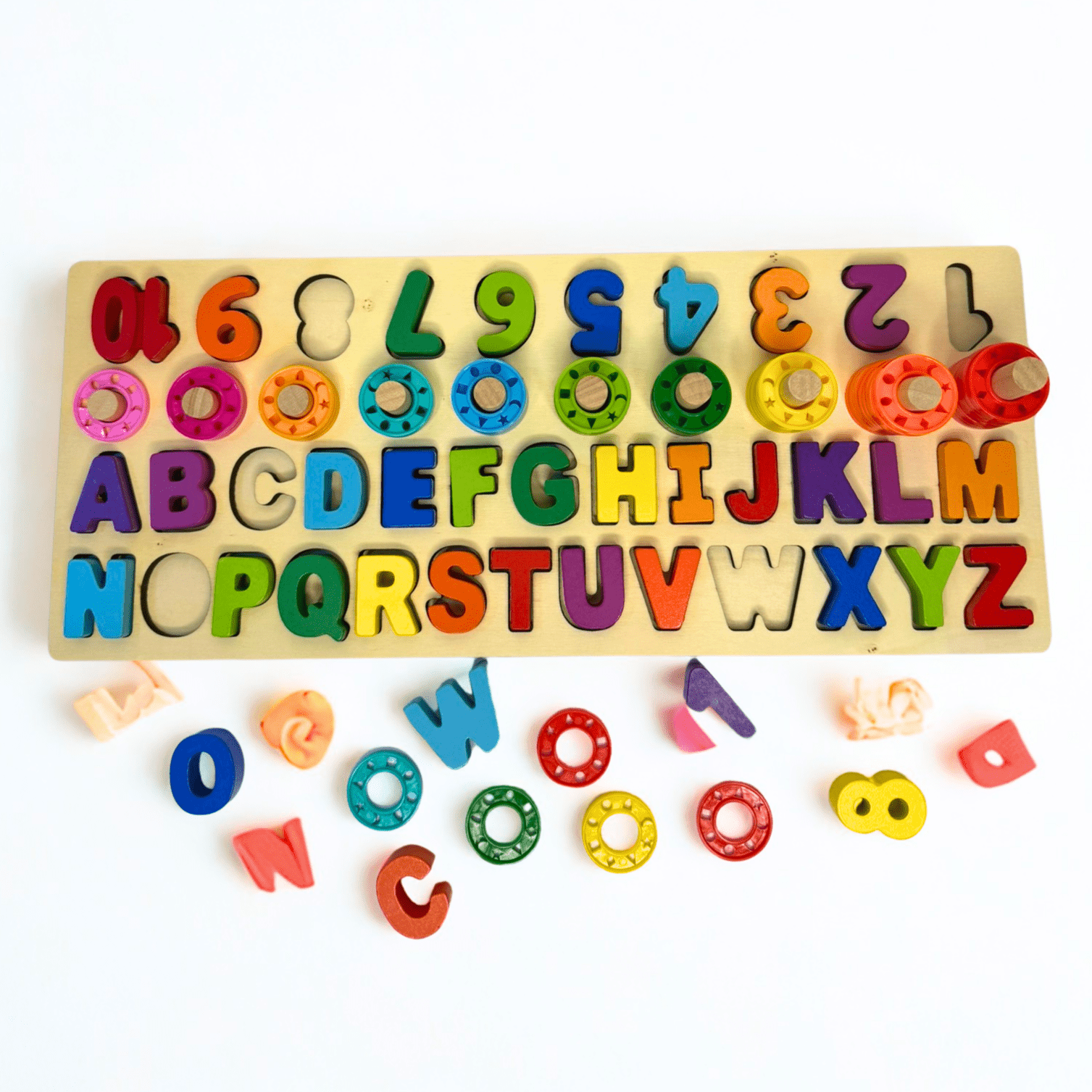 Wooden 3 in 1 Alphanumeric Pairing Toy - Kiddie Land