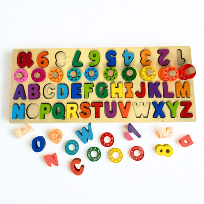 Wooden 3 in 1 Alphanumeric Pairing Toy - Kiddie Land