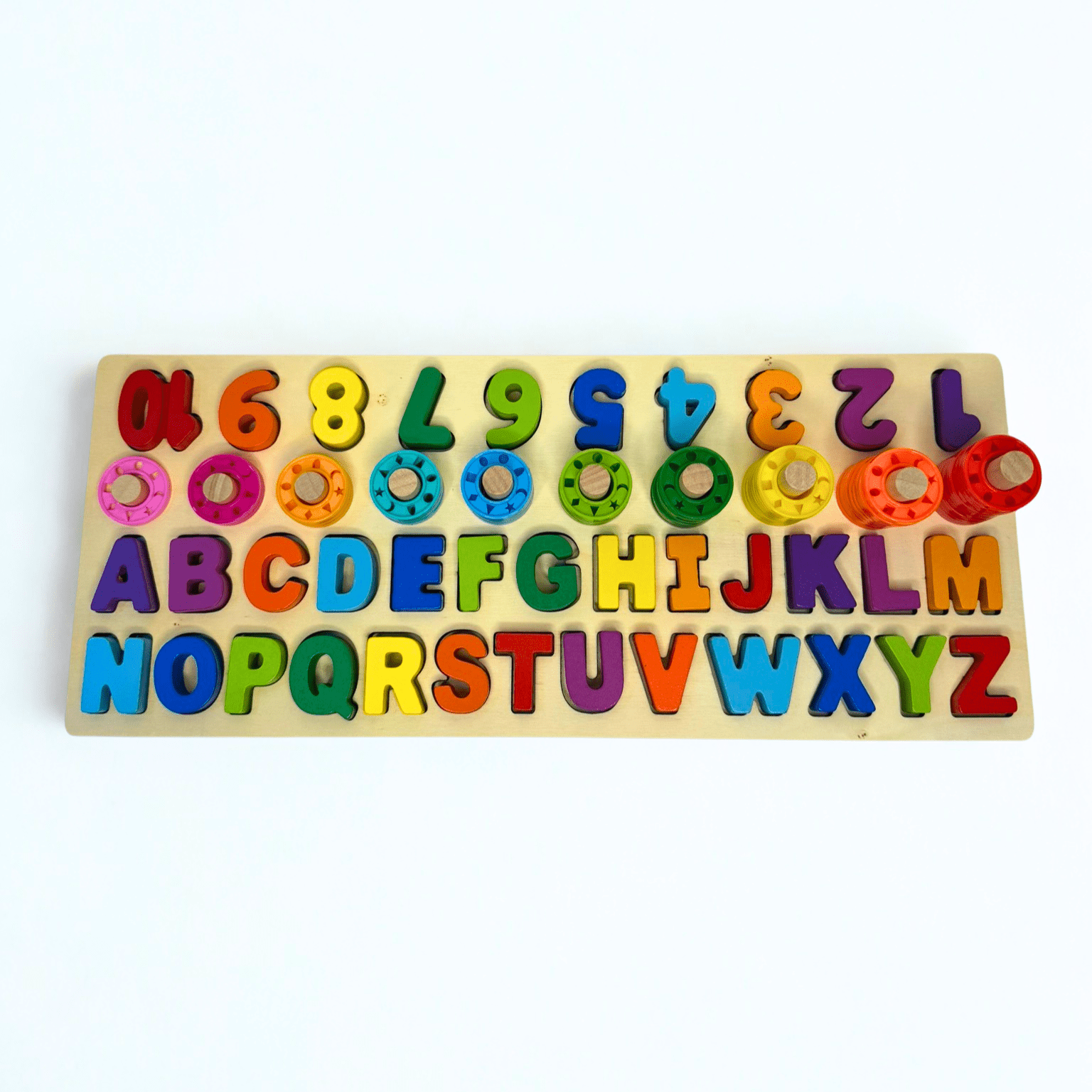 Wooden 3 in 1 Alphanumeric Pairing Toy - Kiddie Land