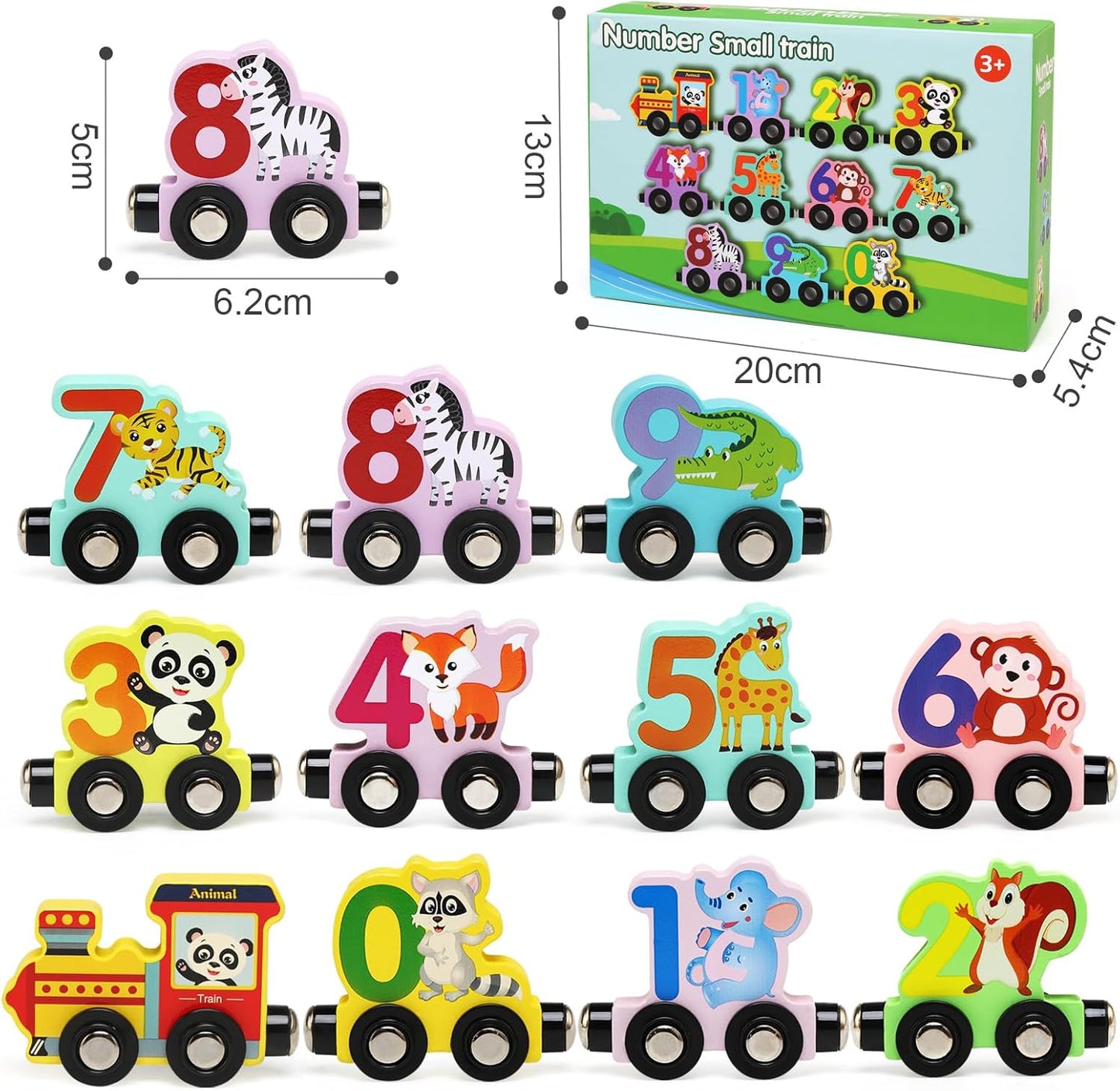 Wooden Magnetic Animal Number Train