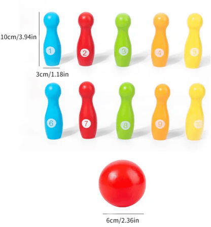 Wooden Bowling Spill Game for Kids - Kiddie Land