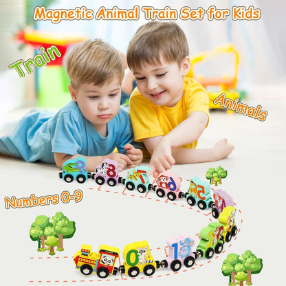 Wooden Magnetic Animal Number Train - Kiddie Land