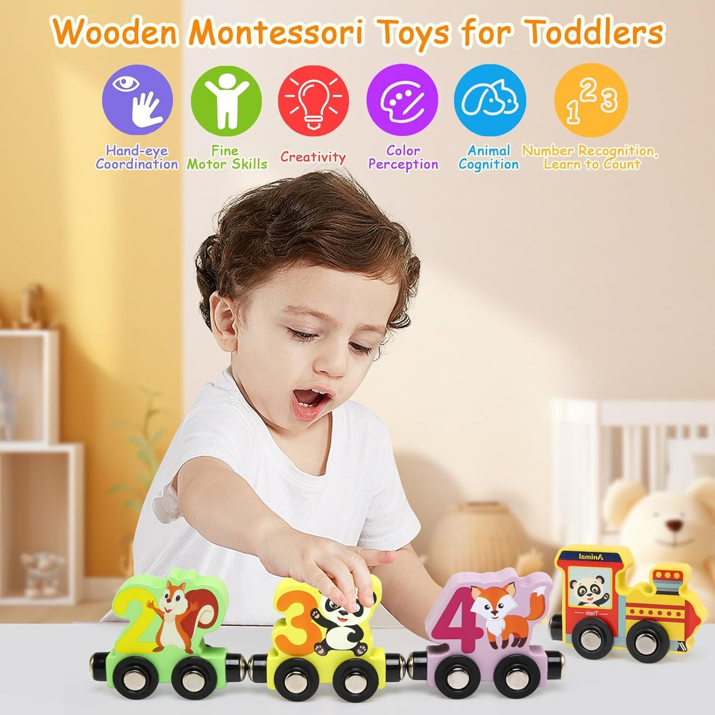 Wooden Magnetic Animal Number Train - Kiddie Land