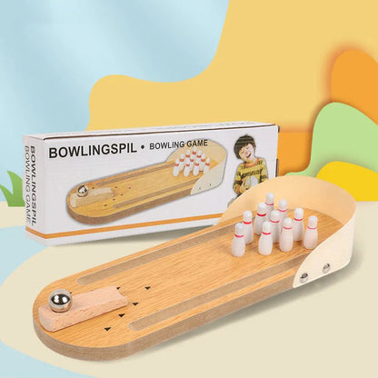 Wooden Mini Bowling Spil Game - Kiddie Land