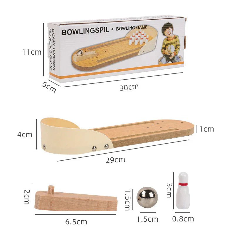 Wooden Mini Bowling Spil Game - Kiddie Land