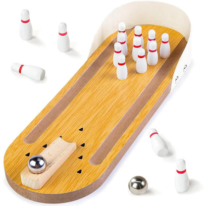 Wooden Mini Bowling Spil Game - Kiddie Land